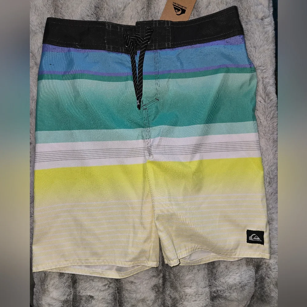 NWT Boys Quiksilver Multicolor Dark‎ Shadow Striped Board Shorts